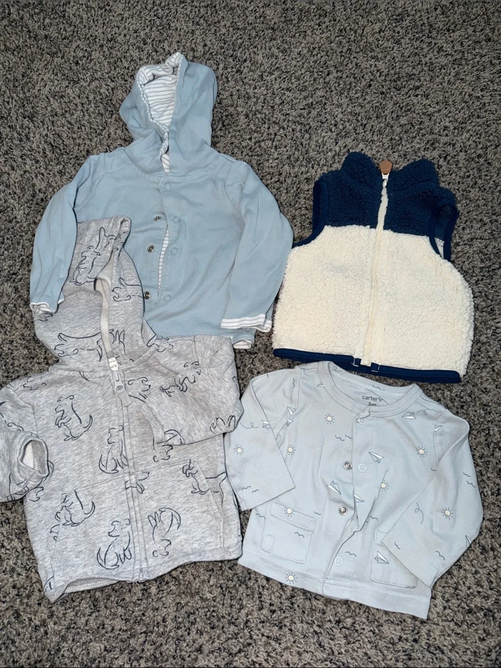 Carter's Light Blue & Navy Baby Hoodie, Vest and Cardigans Set